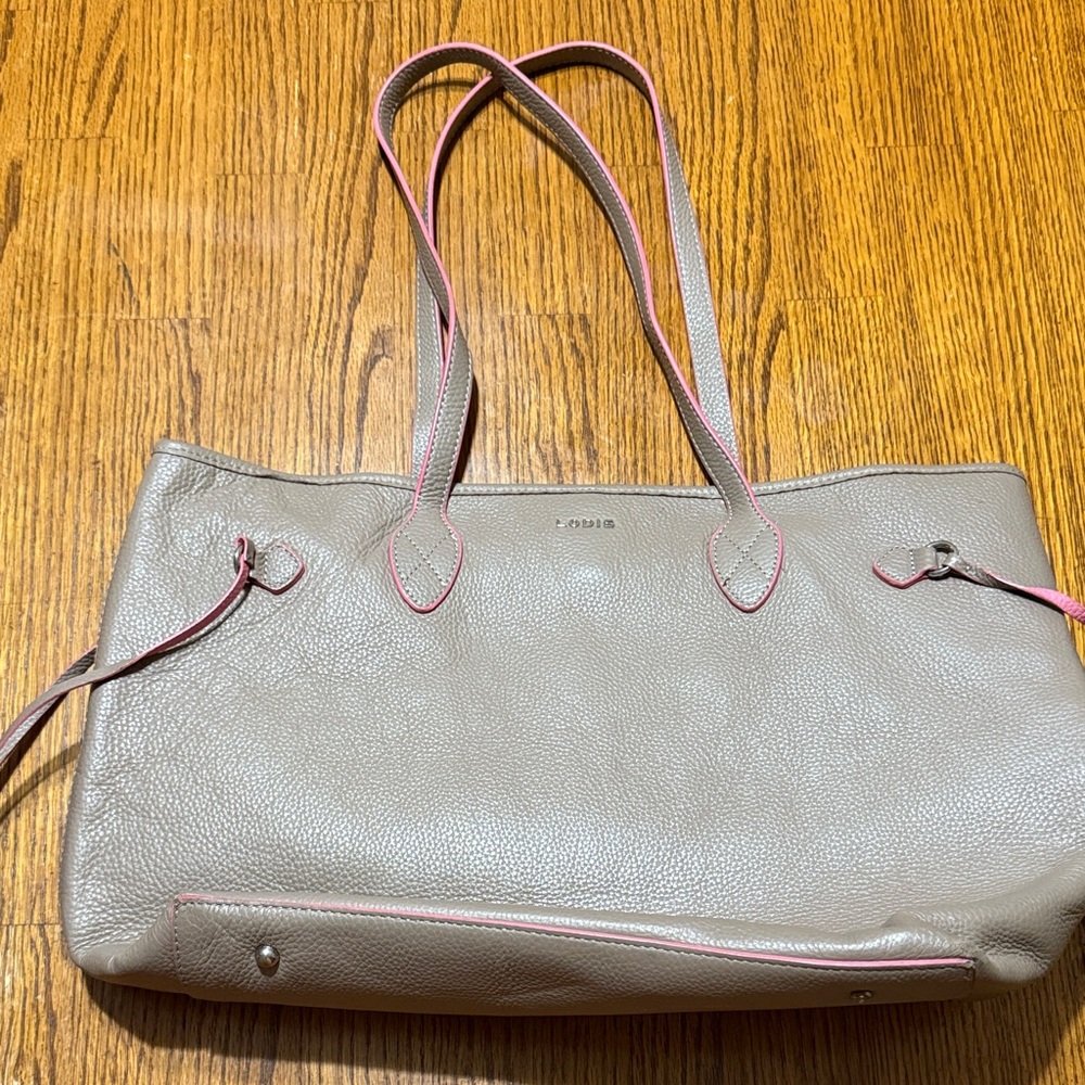 Lodis Taupe and Pink Leather Tote